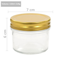 Produktbild för Syltburkar i glas med guldfärgade lock 96 st 110 ml