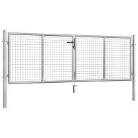 Produktbild för Trädgårdsgrind galvaniserat stål 306x125 cm silver