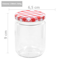 Miniatyr av produktbild för Syltburkar i glas med vita och röda lock 96 st 230 ml