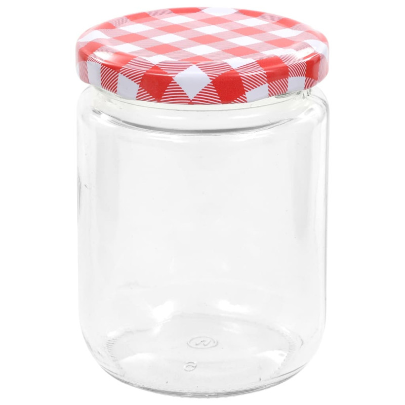 Produktbild för Syltburkar i glas med vita och röda lock 48 st 230 ml