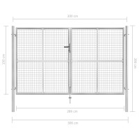 Produktbild för Trädgårdsgrind galvaniserat stål 306x200 cm silver