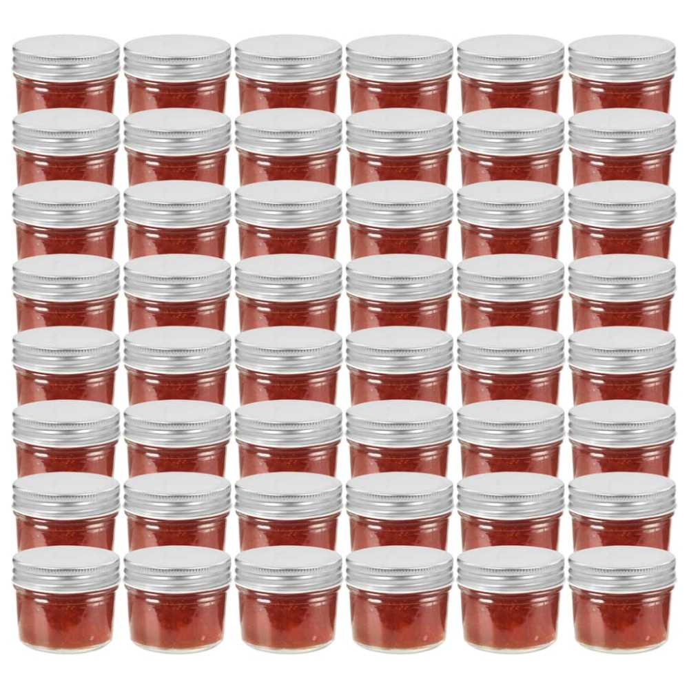Produktbild för Syltburkar i glas med silvriga lock 48 st 110 ml