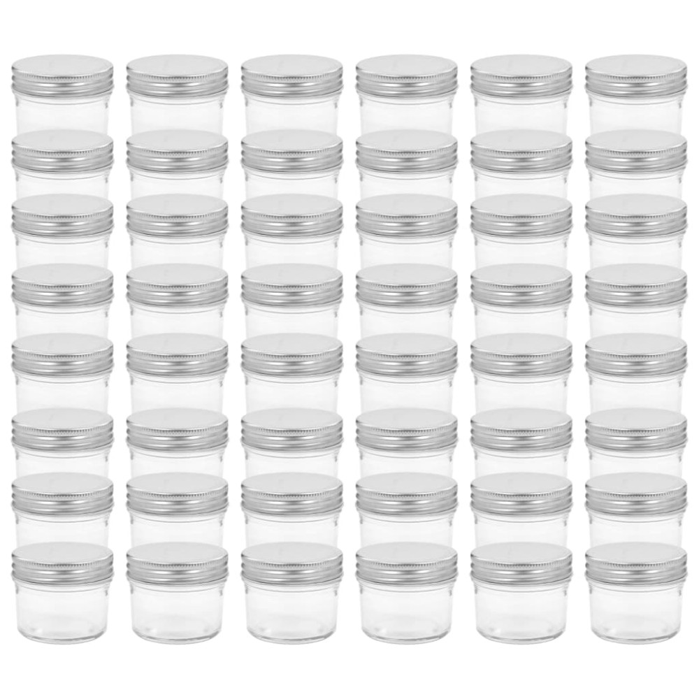 Produktbild för Syltburkar i glas med silvriga lock 48 st 110 ml