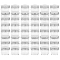Produktbild för Syltburkar i glas med silvriga lock 48 st 110 ml