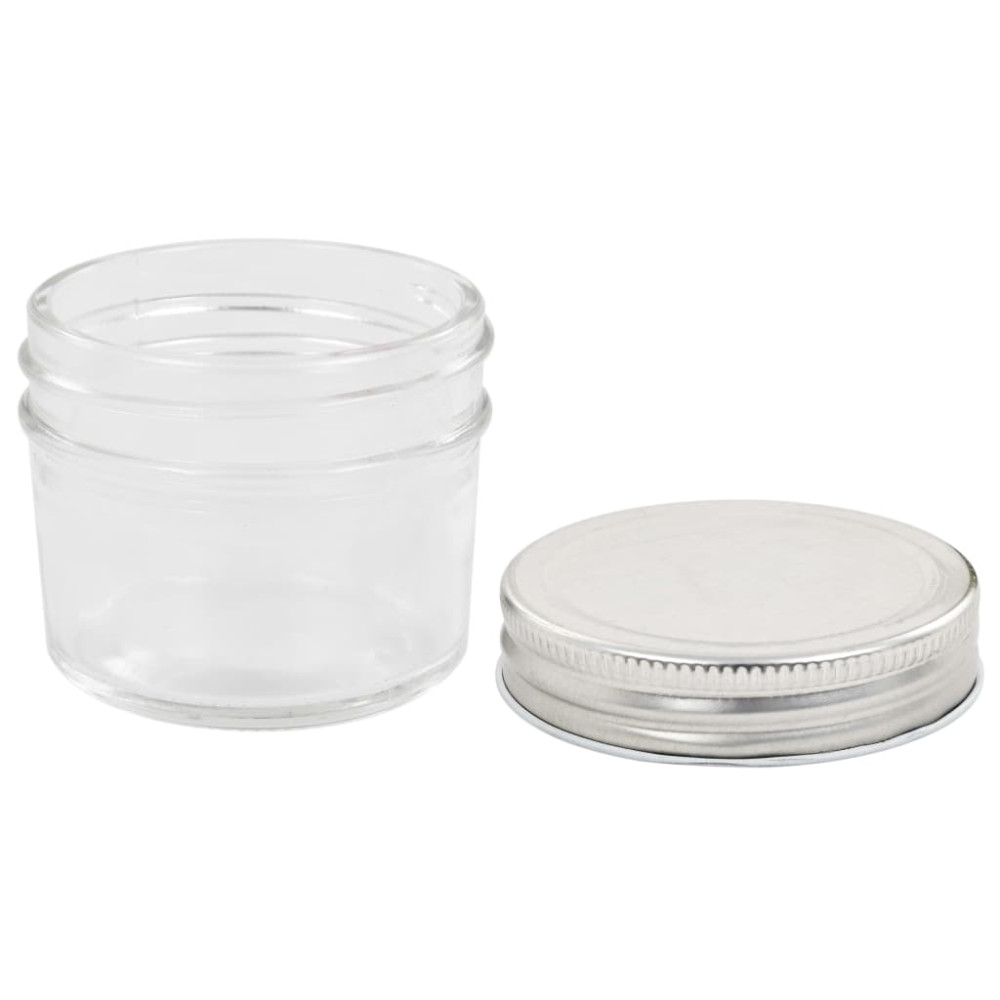 Produktbild för Syltburkar i glas med silvriga lock 48 st 110 ml