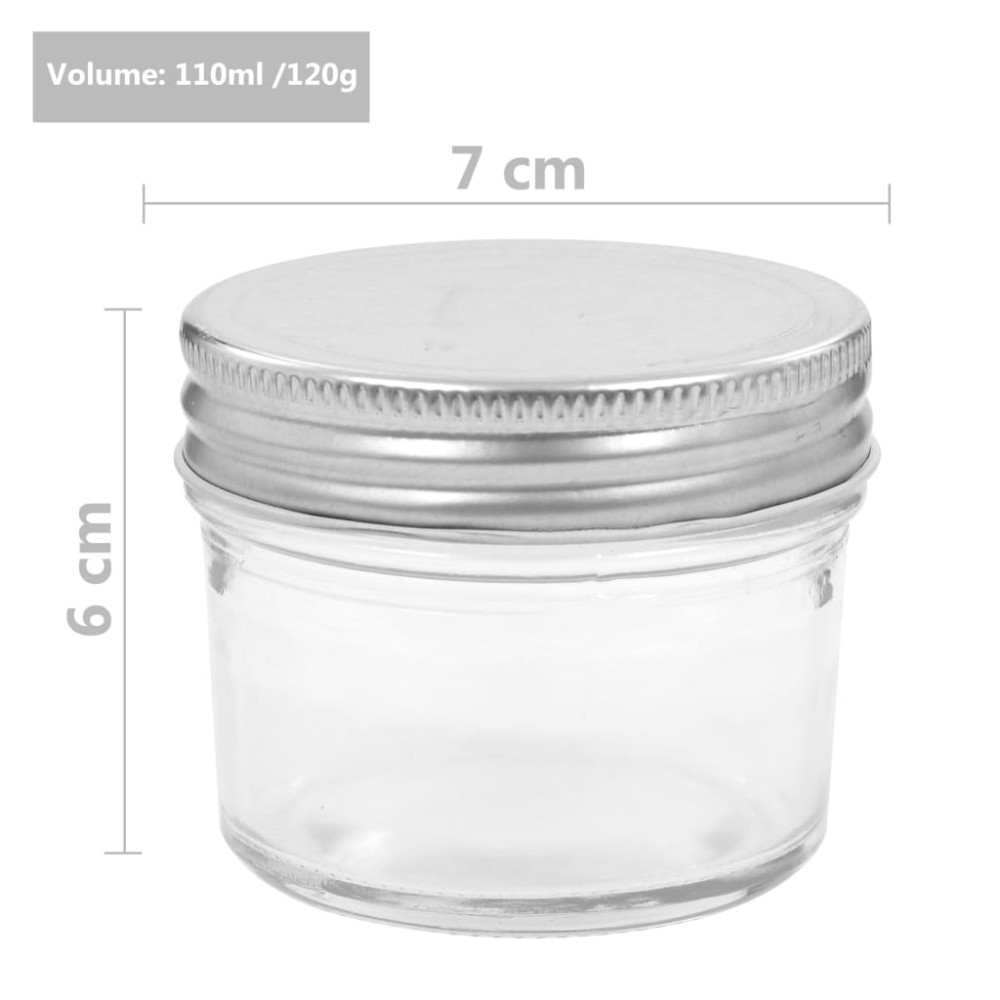 Produktbild för Syltburkar i glas med silvriga lock 48 st 110 ml