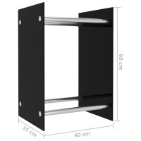 Produktbild för Vedställ svart 40x35x60 cm glas