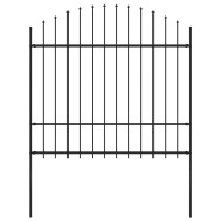 Produktbild för Trädgårdsstaket med spjuttopp stål (1,5-1,75)x1,7 m svart
