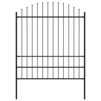 Produktbild för Trädgårdsstaket med spjuttopp stål (1,75-2)x1,7 m svart