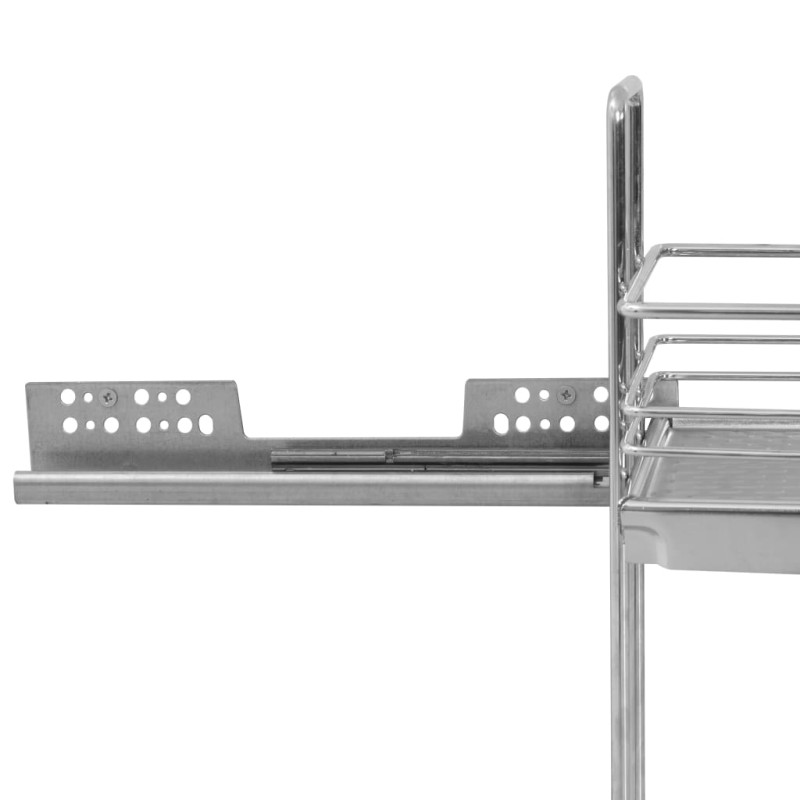 Produktbild för Utdragbar inredning köksskåp 2 hyllor silver 47x15x54,5 cm