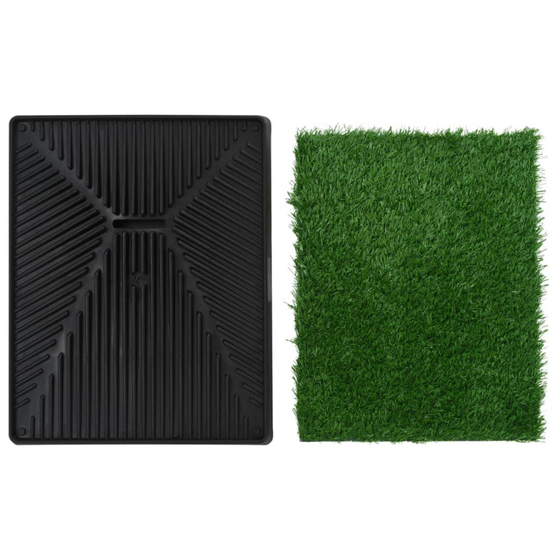 Produktbild för Djurtoalett med tråg & konstgräs grön 63x50x7 cm WC