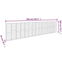 Produktbild för Gabionmur i galvaniserat stål 900x50x200 cm