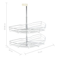 Produktbild för Skåpkarusell köksskåp silver 180 grader 75x38x80 cm