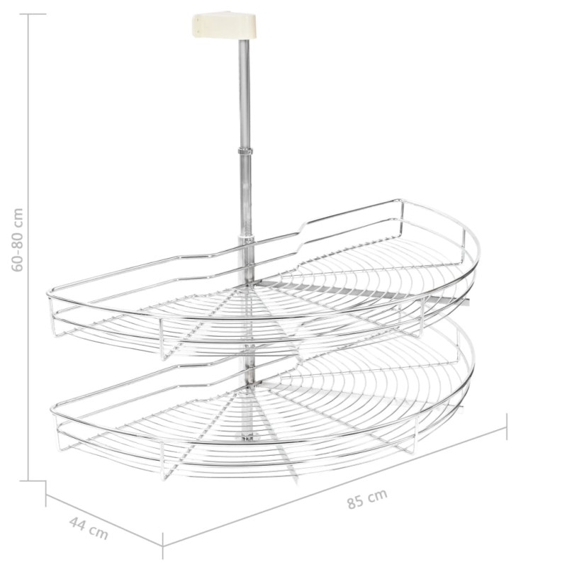 Produktbild för Skåpkarusell köksskåp silver 180 grader 85x44x80 cm