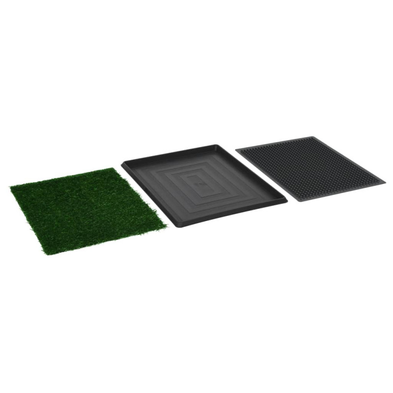Produktbild för Djurtoalett med tråg & konstgräs grön 76x51x3 cm WC