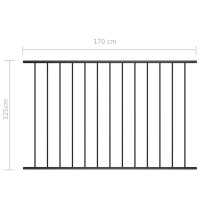 Produktbild för Staketpanel pulverlackerat stål 1,7x1,25 m svart