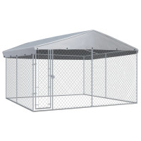 Produktbild för Hundkennel med tak för utomhusbruk 382x382x225 cm