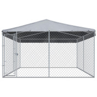 Produktbild för Hundkennel med tak för utomhusbruk 382x382x225 cm