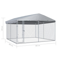 Produktbild för Hundkennel med tak för utomhusbruk 382x382x225 cm