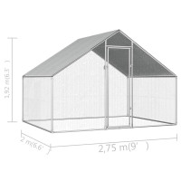 Produktbild för Hönsbur för utomhusbruk 2,75x2x1,92 m galvaniserat stål