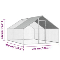 Produktbild för Hönsbur för utomhusbruk 2,75x4x1,92 m galvaniserat stål