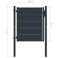 Produktbild för Stängselgrind PVC och stål 100x81 cm antracit