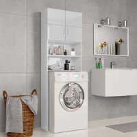 Produktbild för Tvättmaskinsskåp vit högglans 64x25,5x190 cm