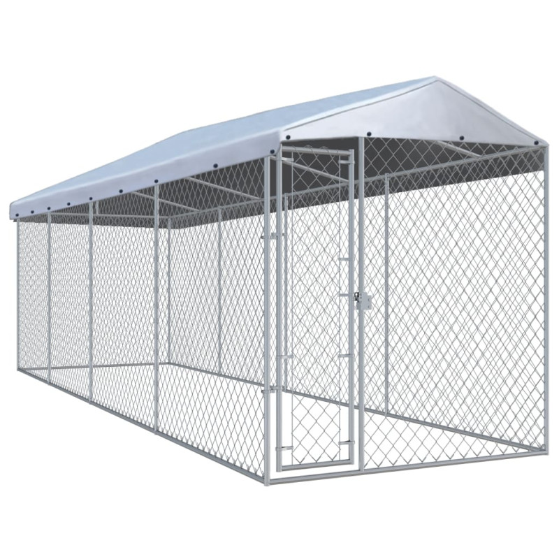 Produktbild för Hundkennel för utomhusbruk med tak 760x190x225 cm