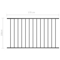 Produktbild för Staketpanel pulverlackerat stål 1,7x1 m svart