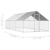 Produktbild för Hönsbur för utomhusbruk 2,75x6x1,92 m galvaniserat stål