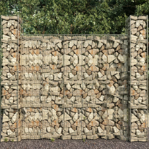 vidaXL Gabionmur med lock galvaniserat stål 600x50x200 cm