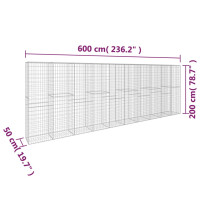Miniatyr av produktbild för Gabionmur med lock galvaniserat stål 600x50x200 cm