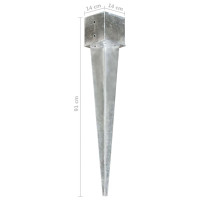 Produktbild för Jordspett 6 st silver 14x14x91 cm galvaniserat stål