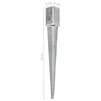 Produktbild för Jordspett 2 st silver 8x8x76 cm galvaniserat stål