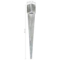 Produktbild för Jordspett 6 st silver 10x10x91 cm galvaniserat stål