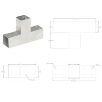 Produktbild för Stolpbeslag 4 st T-form galvaniserad metall 71x71 mm