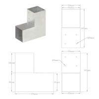 Produktbild för Stolpbeslag 4 st L-form galvaniserad metall 91x91 mm