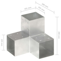 Produktbild för Stolpbeslag 4 st Y-form galvaniserad metall 101x101 mm