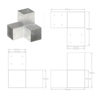 Produktbild för Stolpbeslag 4 st Y-form galvaniserad metall 101x101 mm