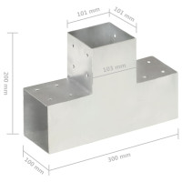 Produktbild för Stolpbeslag T-form galvaniserad metall 101x101 mm