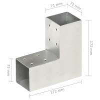 Produktbild för Stolpbeslag L-form galvaniserad metall 71x71 mm