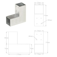 Produktbild för Stolpbeslag L-form galvaniserad metall 71x71 mm