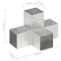 Produktbild för Stolpbeslag X-form galvaniserad metall 91x91 mm