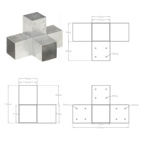 Produktbild för Stolpbeslag X-form galvaniserad metall 91x91 mm