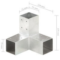 Produktbild för Stolpbeslag Y-form galvaniserad metall 71x71 mm