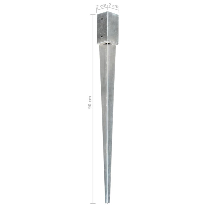 Produktbild för Jordspett 12 st silver 7x7x90 cm galvaniserat stål