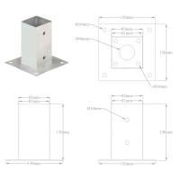 Produktbild för Stolpfot 4 st galvaniserad metall 81 mm