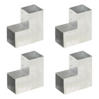 Produktbild för Stolpbeslag 4 st L-form galvaniserad metall 101x101 mm