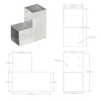 Produktbild för Stolpbeslag 4 st L-form galvaniserad metall 101x101 mm