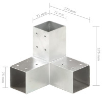 Produktbild för Stolpbeslag 4 st Y-form galvaniserad metall 71x71 mm